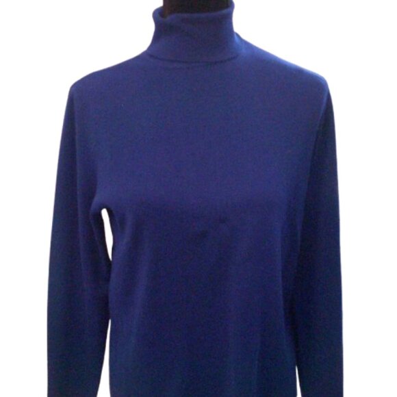 Turtleneck Sweater  Chico's Size 3(14/16) Rayon blend Blue - Picture 1 of 7